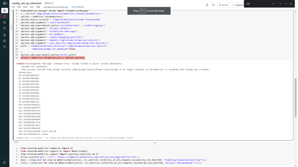 Selenium Chrome Driver On Databricks Driver On The... - Databricks ...