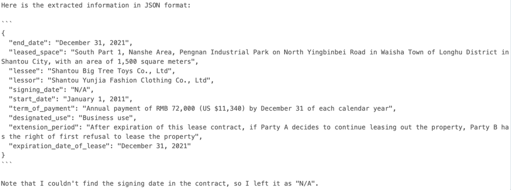 Raw LLM output