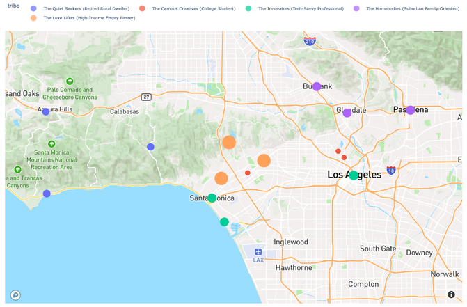 Figure 2: A Mapbox plot showing the cluster locations