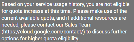 GCP Quotas Increase error GCP Quotas Increase error