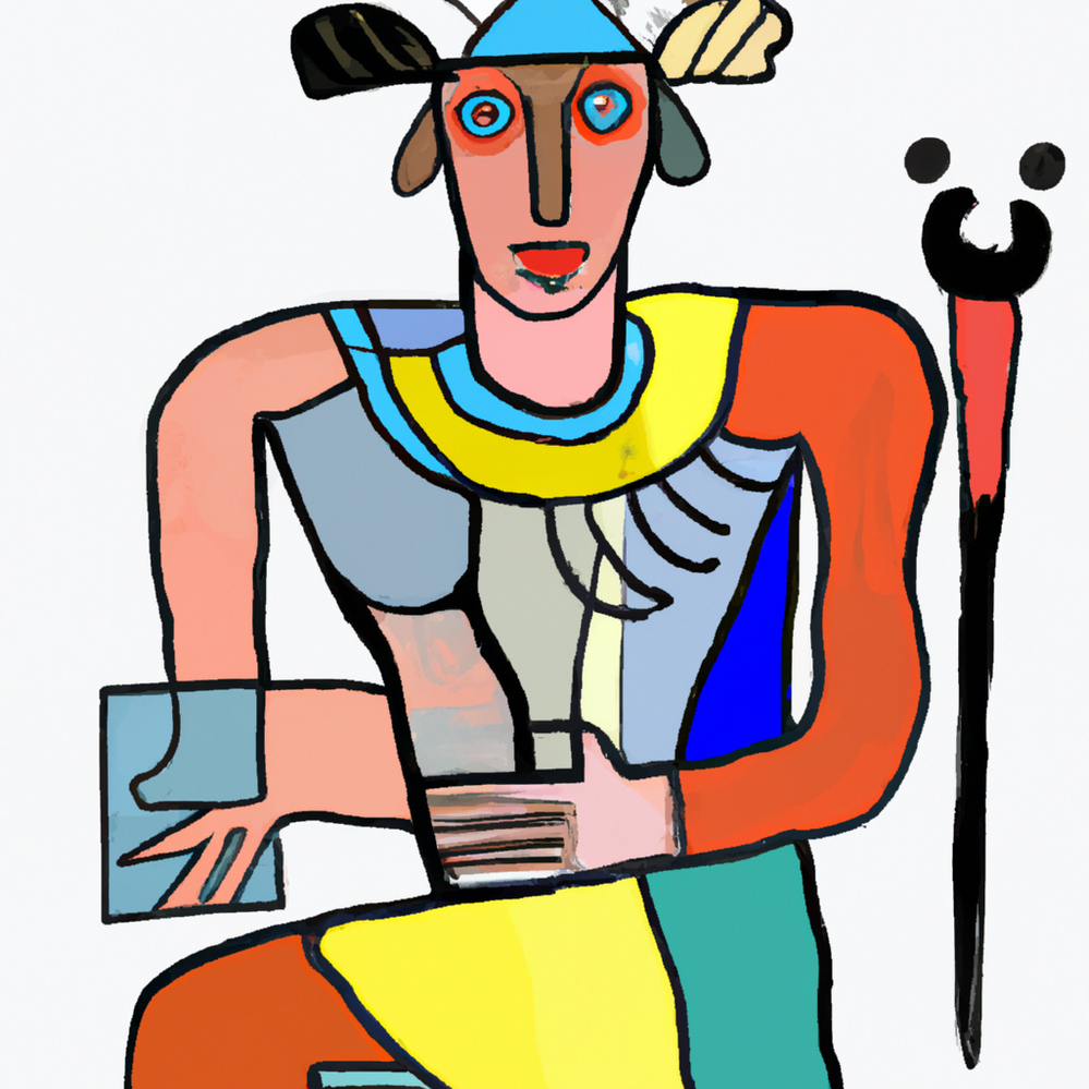 The god Hermes in the style of Picasso.png