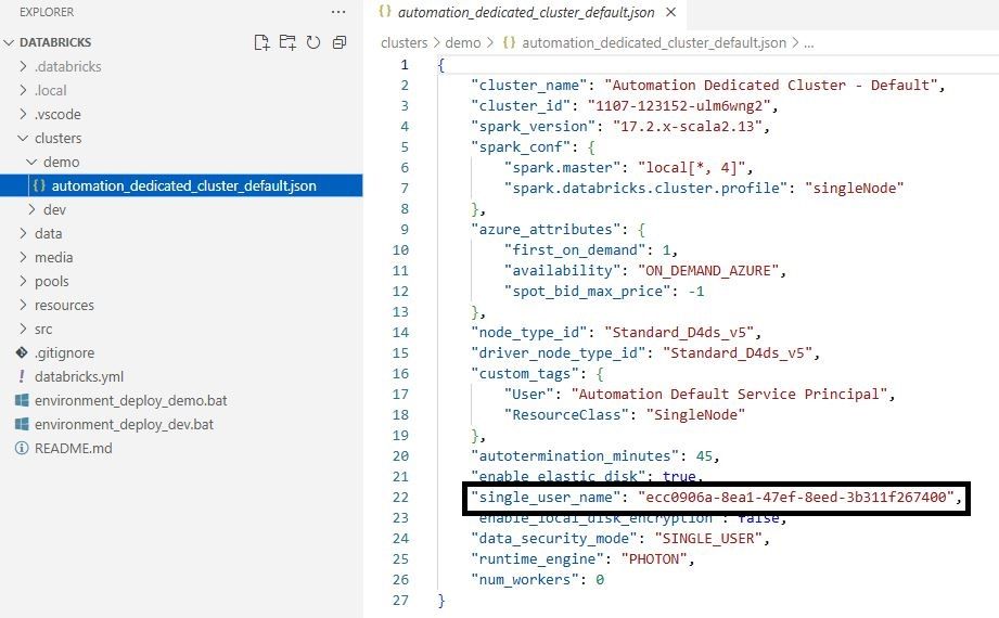 Automation Cluster with Service Principal
