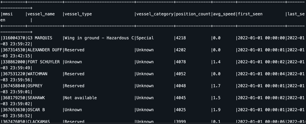 Cleaned AIS data