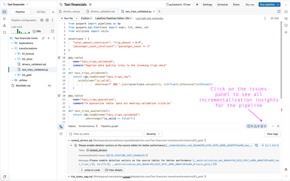 incrementalization insights issues panel annotated.png incrementalization insights issues panel annotated.png