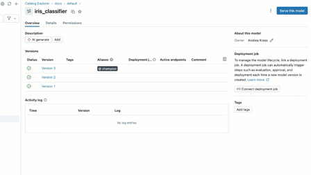 Model versioning directly in the UC