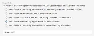 Which of the following correctly describes how Auto Loader ingests data_ Select one response.
