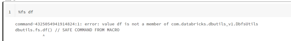 databrick fs.ds error