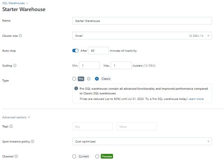 SQL Warehouse Starter 1