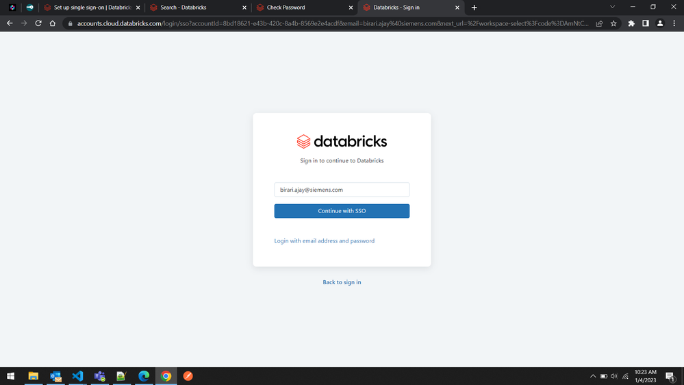 Again, select Single Sign on by clicking on Continue with SSO