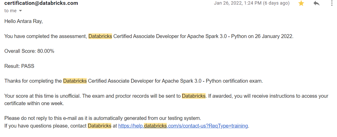 Solved Haven t Received The Databricks Certified Associat 